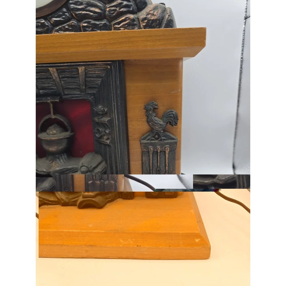 United Clock Corp. Hearth Roosters Lighted Motion Fireplace Clock Model 402